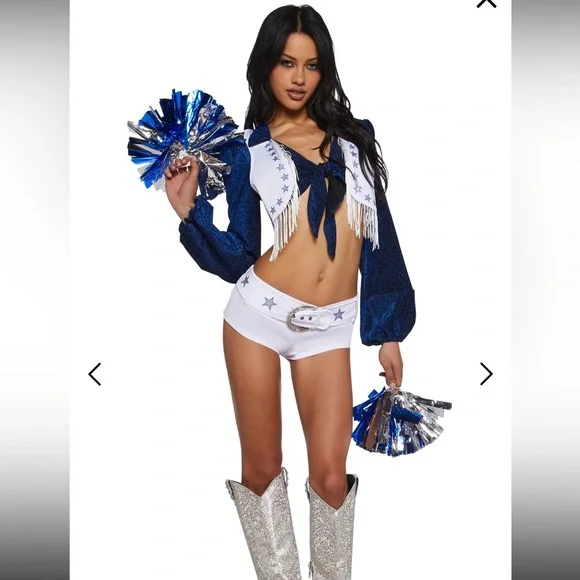 Dolls Kill Blue and White Fringe Set - Picture 2 of 8